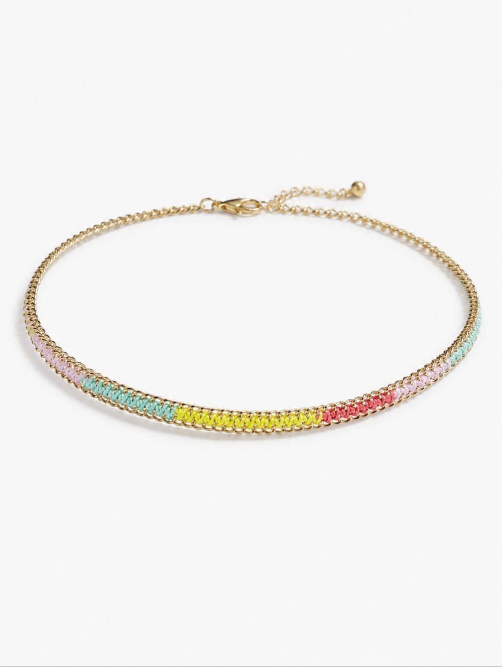 Plunder NWT Gold Tone Multicolor Threaded Necklace